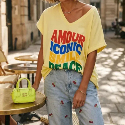 Tee-shirt Aprilvintage manche courte jaune 36/44